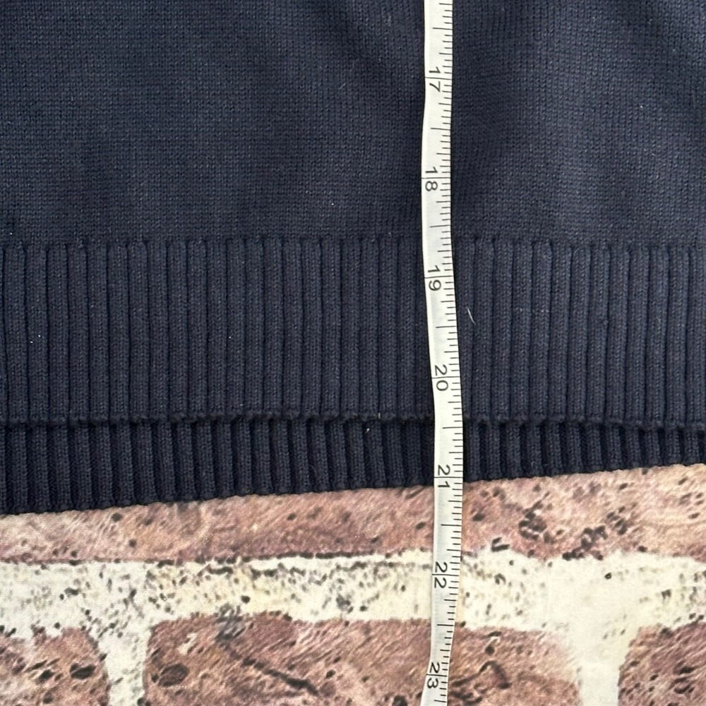 Tommy Hilfiger Women's Cropped Double Heart Sweater‎ Navy Crewneck Size Large - Picture 13 of 15